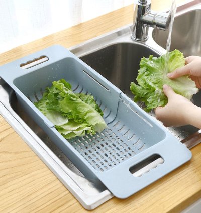 Adjustable Dish Drainer Sink Drain Basket Washing Vegetable Fruit Plastic Drying Rack Kitchen Accessories Organizer H1235