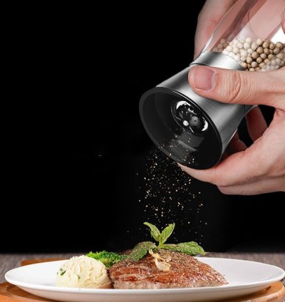 Pepper Grinder 2 in 1 Stainless Steel Manual Salt and Pepper Mill Grinder Spice Shakers Kitchen Tools Accessories for Cooking