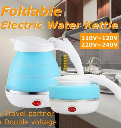 0.75L EU Plug Electric Kettle Silicone Foldable Portable Travel Camping Water Boiler