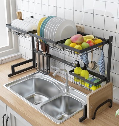 Stainless Steel Sink Drain Rack Kitchen Shelf Two-story Floor Sink Sink Rack Dish Rack Kitchen Rack