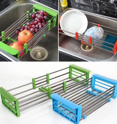 Stainless Steel Adjustable Telescopic Kitchen Over Sink Dish