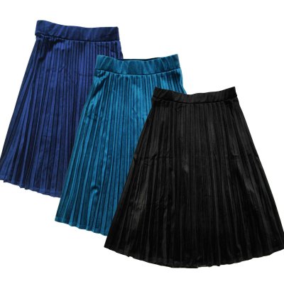 Girls Velour Pleat Skirt