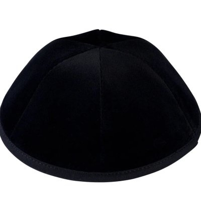 Six Panel Velvet Yarmulke with Rim