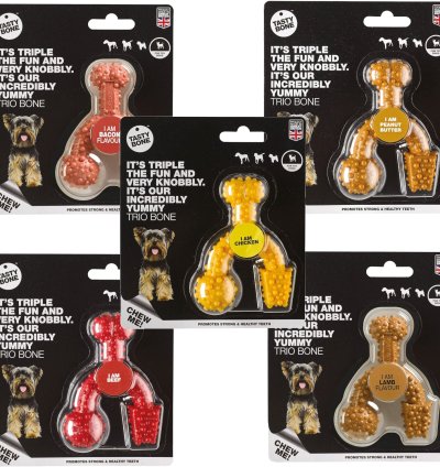 TastyBone TRIO Tough Nylon Dog Chews for Toy Dogs 5 Flavours