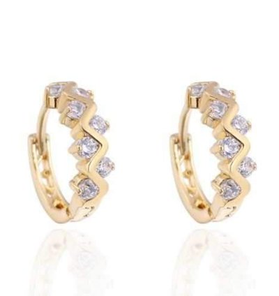 Kuniu Elegant Gold Plated Crystal Rhinestone Hoop Earrings For Women