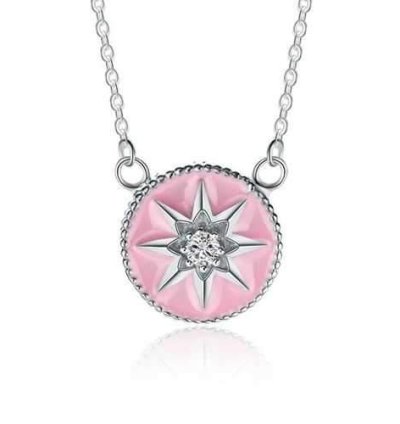 Women 925 Sterling Silver Enamels Pendant Clavicle Necklace Jewelry