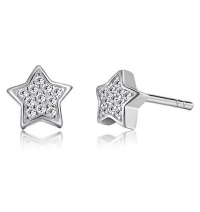 Cute 925 Silver Star Cubic Zircon Crystal Earrings Women Jewelry