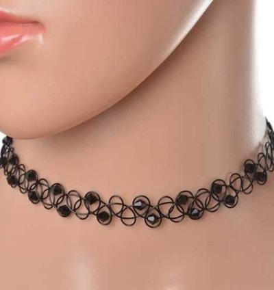 Choker Punk Stretch Tattoo Crystal Rhinestone Choker Necklace Elastic