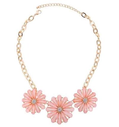 Pink Crystal Flower Pendant Necklace For Women