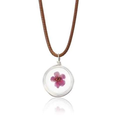 Lovely Dried Flowers Crystal Ball Pendant Wax Rope Clavicle Necklaces