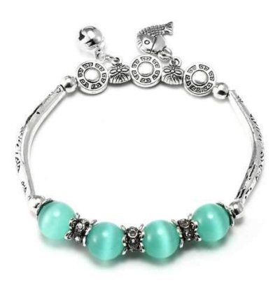 Elastic Silver Hollow Carved Crystal Pendant Bead Abacus Bracelet For women