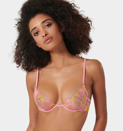 Patrice Sheer Bra Pink/Yellow