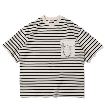 Stripe Chest Pocket Tee In White