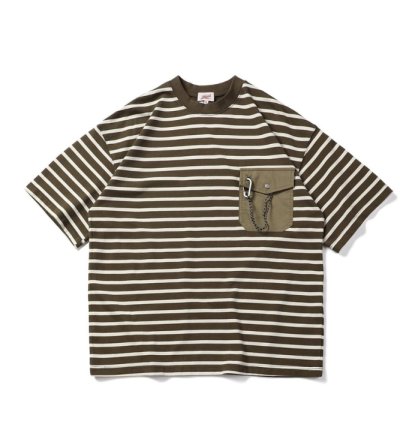 Stripe Chest Pocket Tee In Green