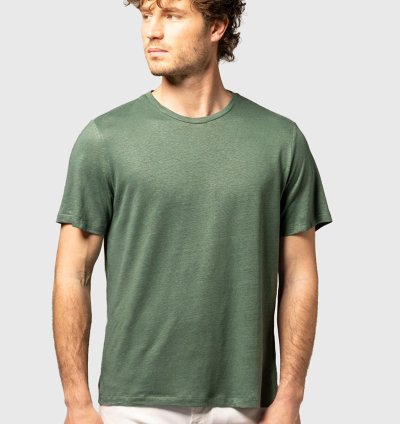 Linen/elastane Crew Neck T-shirt