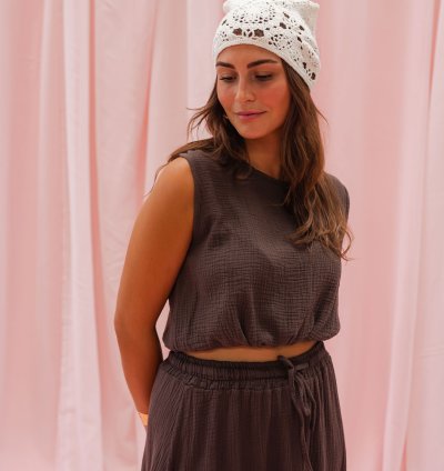 Ecru Tatia Crochet Scarf