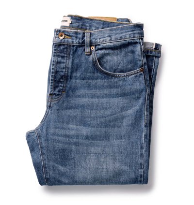 The Straight Jean in Mid Wash Organic Selvedge
