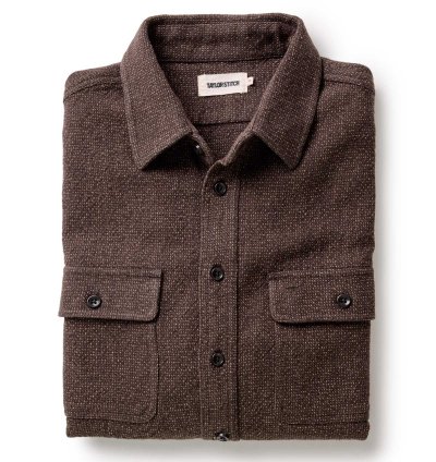 The Ledge Shirt in Black Coffee Linen Tweed