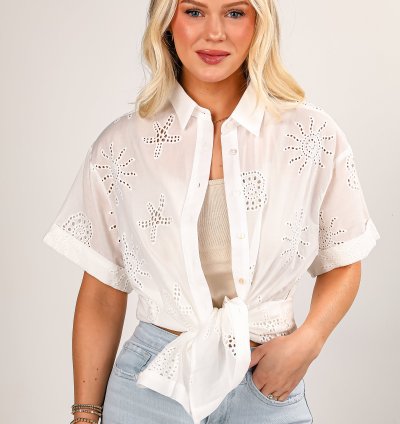 Let's Go Abroad White Eyelet Tunic