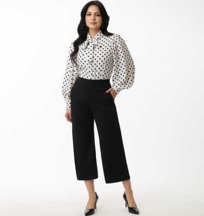 Black Wide Waistband Culotte Pants