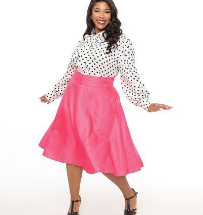 Unique Vintage Plus Size Hot Pink Vivian Swing Skirt
