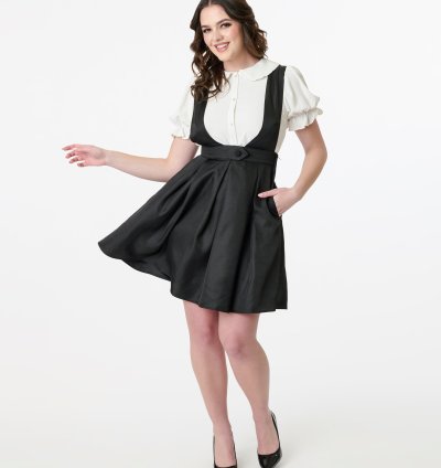 Smak Parlour 1960s Black Box Pleat Cotton Pinafore