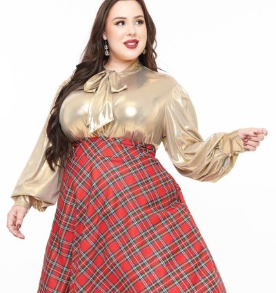Unique Vintage Plus Size 1950s Metallic Gold Gwen Blouse