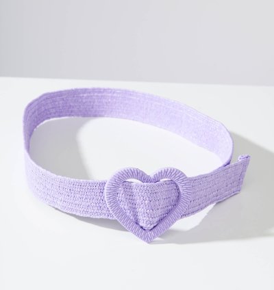 Unique Vintage Purple Heart Buckle Woven Belt