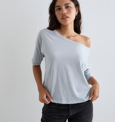 Daman Off-The-Shoulder Basic Top in Light Steel
