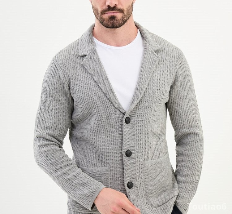 Bojoni Chicago Slim Fit Gray Knitwear Cardigan Sweater