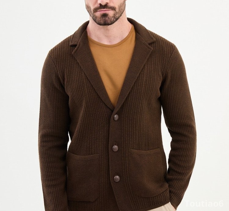Bojoni Chicago Slim Fit Brown Knitwear Cardigan Sweater