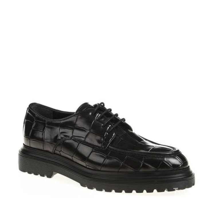 Bojoni Chicago Leather Croco Black Shoes