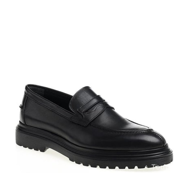 Bojoni Chicago Leather Black Loafer Shoes