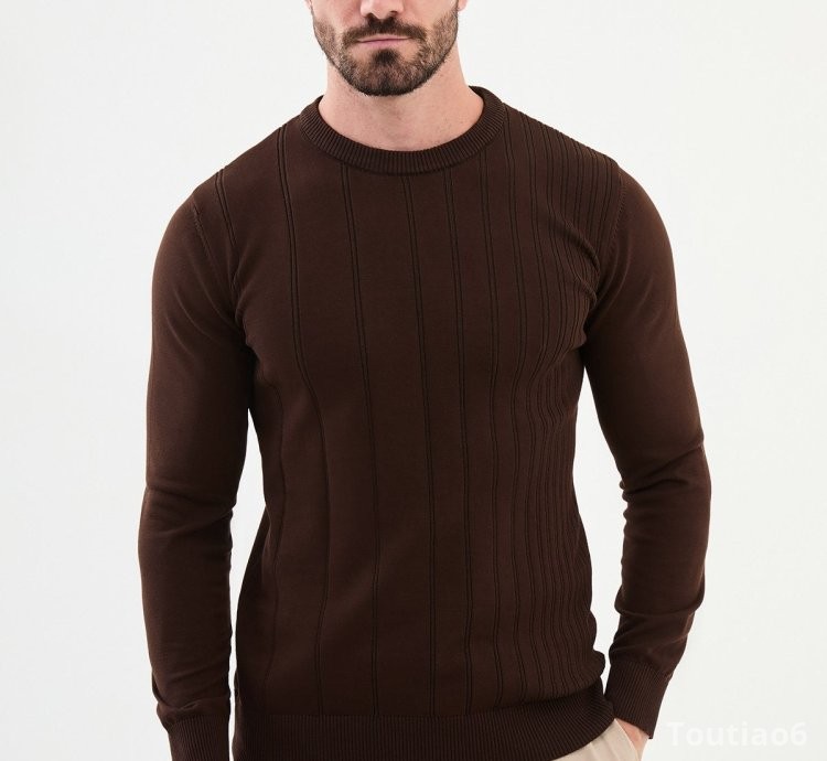 Bojoni Chicago Slim Fit Brown Knitted Sweater