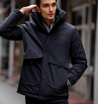 Bojoni Omaha Slim Fit Black Waterproof Jacket
