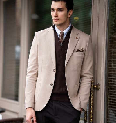 Bojoni Omaha Slim Fit Beige  Blazer