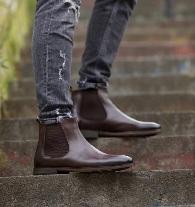 Bojoni Omaha Leather Brown Chelsea Boots Shoes