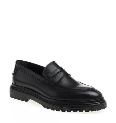 Bojoni Chicago Leather  Black Loafer Shoes