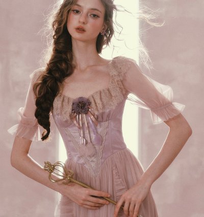 Violet Mandarin Duck Princess Corset Dress