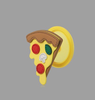 3D Pizza Slice MagSafe Phone Holder, Food-themed Stand with Faux Leather Design