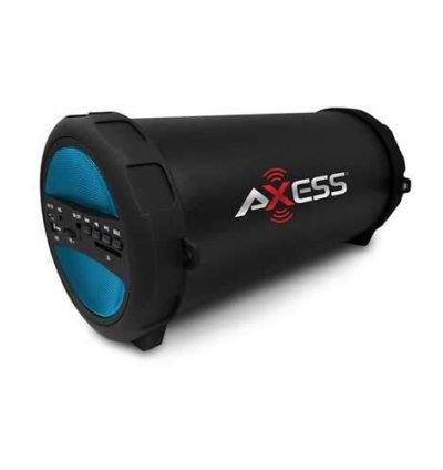 Axess Portable Thunder Sonic Bluetooth Cylinder Loud Speaker BuiltIn FM Radio SD Card USB AUX Blue