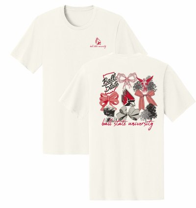 Ball State T-Shirt Tan Bows/Script Front/Back
