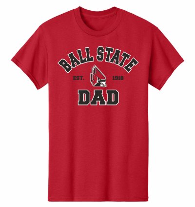 Ball State Dad T-Shirt Red/Black Arch
