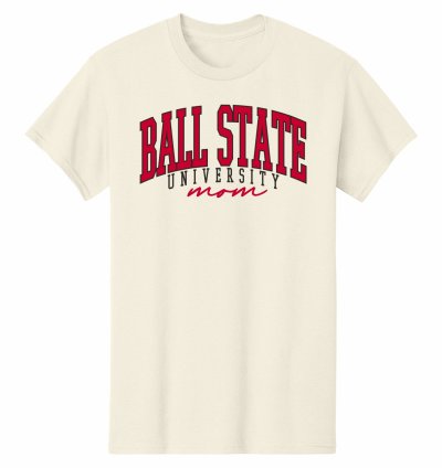 Ball State Mom T-Shirt Tan/Red Script