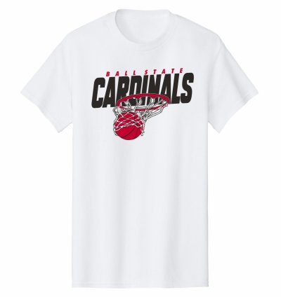 Ball State Cardinals Basketball White Slant Tee