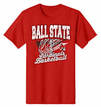 Ball State Basketball Shirt Red Script Hoop