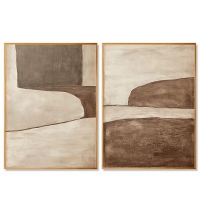 Warm Brown Asymmetric Abstract Art Duo