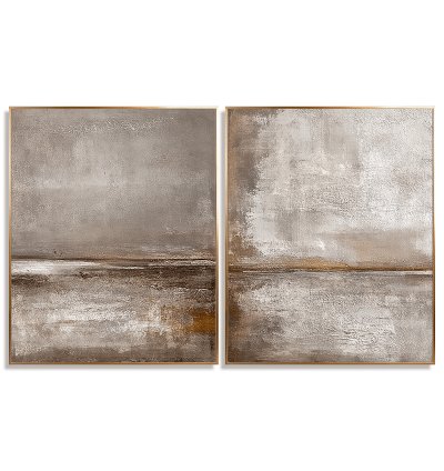 Taupe & Copper Tonal Horizon Art Duo