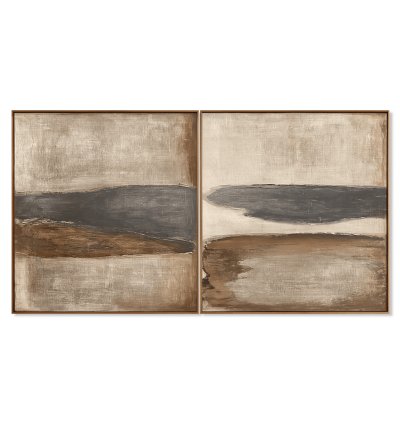 Earthy Split Abstract Landscape Art Duo