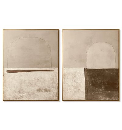 Taupe Arch Minimalist Abstract Art Duo